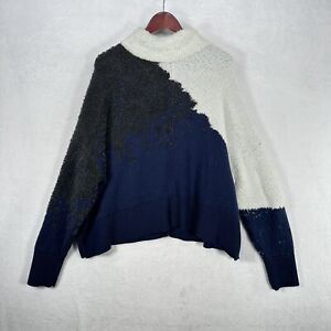 Lululemon Sweater Womens 14 Blue Ombre Knit Turtleneck Merino Wool Blend Boho