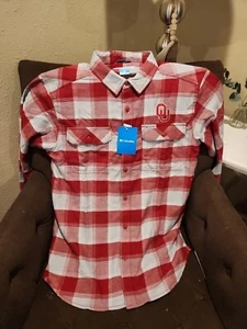 Columbia Oklahoma Sooners XM7232 Flare Gun Red Flannel Shirt Men's Medium - Picture 1 of 6
