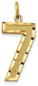 14K Yellow Gold Casted Large Shiny-Cut Number 7 Charm - Picture 1 of 4