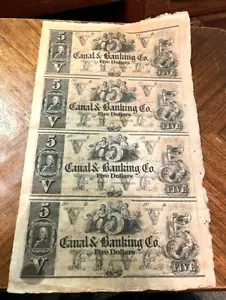 1850'S Canal & Banking Co. 5 Dollar/Un-Cut Sheet (See Description) #11142LPM - Picture 1 of 14