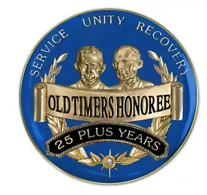 25 Años MÁS 'Old Timers' Honoree Azul y Oro AA/Moneda de Recuperación/Medallón - Imagen 1 de 3