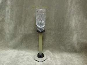 1980's Signed Paul Baugh Zellique Studios Art Glass Iridescent Tall Candlestick - Picture 1 of 5