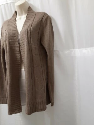 全新 Jason Maxwell 米色 开襟开衫 毛衣 披肩 领 电缆 针织,尺寸 L — 第 1/4 张图片