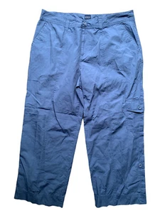Basic Editions Größe 16 W Damen Hose blau gerade Roll-Up Säume Reißverschluss Baumwolle Freizeit - Bild 1 von 7