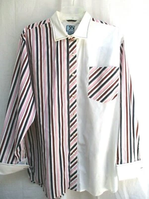 VTG 90s..COLOR BLOCK..HIP HOP..VERTICAL STRIPE..COT/POL.BUTTON FRONT..SHIRT. 2XL - Image 1 of 4