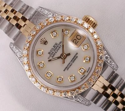 Rolex Lady Datejust 26mm Two Tone 18k Diamond Bezel & Lug-White MOP Diamond Dial - Image 1 of 4