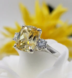 5,30 kt natürlicher gelber Saphir Diamant Verlobungsring 18 Karat massives Weißgold - Bild 1 von 13