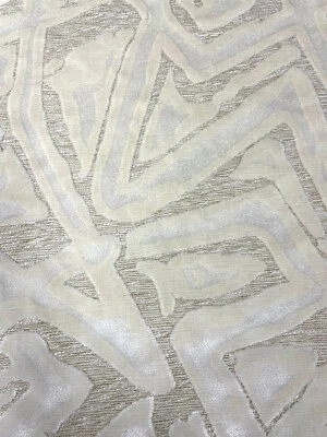 2 yd Magnolia Examon Peak Off White/Ivory Geometric Cut Velvet Upholstery Fabric - Image 1 of 4