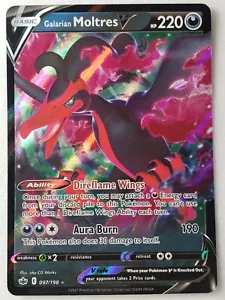 HOLO Galarian Moltres V 080/198 NM / M - Chilling Reign Pokemon Card - Picture 1 of 2