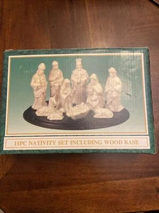 World Bazaars, Inc. 11pc Christmas Nativity Set Including Wood Base #81357 - Picture 1 of 4