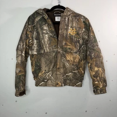 Real tree Camo Jacket Size Med (8) Hooded Full zip Coat Jacket Hunting Camo - Image 1 of 4