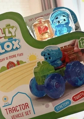 JELLY BLOX – Tractor Set, 12 Tactile Squishy Blocks Sensory Fidget Fun