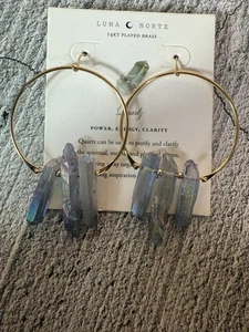 NEU IN KARTE Luna Norte 14KT vergoldet Messing Quarz Creolen - Bild 1 von 5