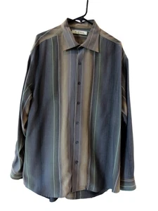 Camisa Tommy Bahama Para Hombre 100% Tencel Manga Larga Con Botones XL Rayas Usada en Excelente Condición - Imagen 1 de 8