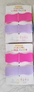 8 Ct Silicone Label Bands Waterproof Grip Water Baby Plastic Bottles PINK PURPLE - Picture 1 of 5