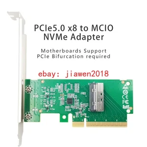 PCIE5.0 PCI-Express 8X PCIe 5.0 x8 to MCIO 8i NVMe Adapter - Picture 1 of 8