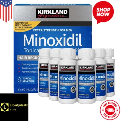 Kirkland Minoxidil 5% Extra Strength Men 6 Month Supply Hair Regrowth Solution - Image 1 of 4