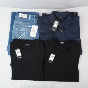 7 For All Mankind Women's Black Tees & Denim Top Size S & Jeans Size 29 Lot of 4 - Picture 1 of 10