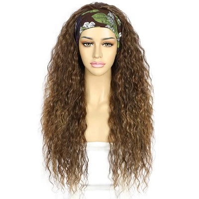 Synthetic Headband Brown Wigs For Black Women Curly Headband Wig Synthetic Wi... - Image 1 of 4