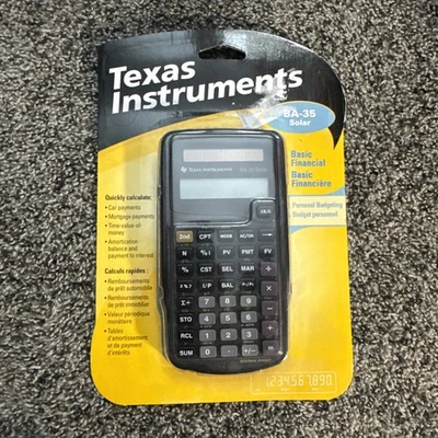 TEXAS INSTRUMENTS BA-35 SOLAR FINANCIAL CALCULATOR SEALED New - Image 1 of 2