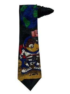 Галстук винтажный Looney Tunes Mania Taz Astronaut Outer Space Moon новинка 1997 - Изображение 1 из 4