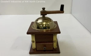 Vintage Wood/Brass Hand Crank Coffee Grinder - Picture 1 of 5