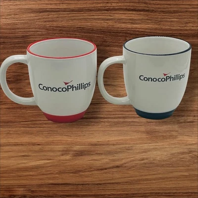 Conoco Phillips 2 Vintage Conoco Phillips Red Blue White Large Coffee Mugs Cups - Image 1 of 4