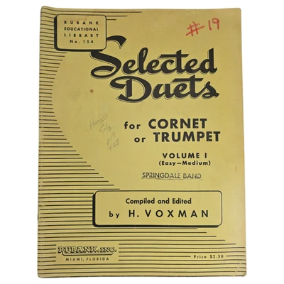 Selected Duets for Cornet or Trumpet Volume I H. Voxman Rubank Sheet Music Book - Image 1 of 4