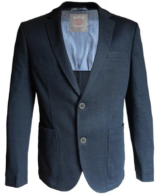 Gebr. Weis Sakko Modell Modern Strick dunkelblau melange Ärmelpatches Gr. 56 - Bild 1 von 3