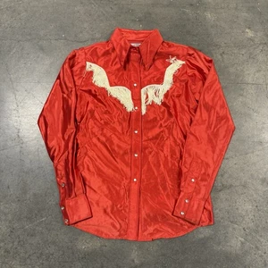 Camicia western vintage Rockmount Ranch con frange in nylon taglia 32 - Foto 1 di 11