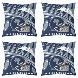 Set 4 Copricuscini Quadrati Calcio 20 x 20 Pollici Rugby Sport Reversibili... - Foto 1 di 7