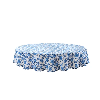 Mainstays by Becky G. & Alejandra 70" Round Fabric Tablecloth - Blue Floral - Image 1 of 4