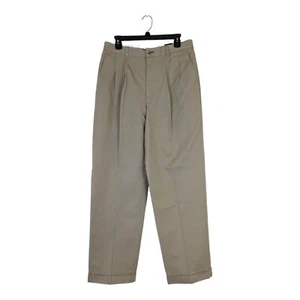 Tommy Hilfiger Hombres 33x32 Tostado Plisado Caqui Chino Vestido Pantalones Algodón Nuevo - Imagen 1 de 4