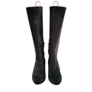 BCBGeneration Raymona Black Faux Suede Side Zip Knee-High Boots - Sleek & Styli - Picture 1 of 10