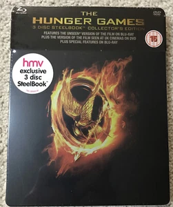The Hunger Games HMV Exclusive 3 disc Steelbook UK RARE  - Picture 1 of 10