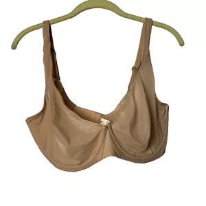 INLYRIC Women's Mesh Sheer Plunge Bra Unlined Underwire 38DD Warm Beige - Picture 1 of 4