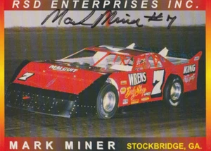 1996 Mark Miner signed RSD Enterprises Dirt Late Model Hero Card - Picture 1 of 2