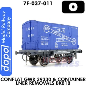 GWR Conflat 39330 & LNER Container Entfernungen WAGEN 1:43,5 O Spurweite Dapol 7F-037-011 - Bild 1 von 4