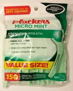 PLACKERS Micro Mint Flosser VALUE Pack- 600 count ( 4 bags of 150 count each) - Picture 1 of 2