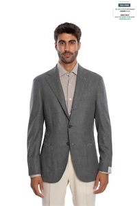 LUIGI BORRELLI Hand-Sewn Solid Gray Jacket Virgin Wool 42 US / 52 EU - Picture 1 of 7