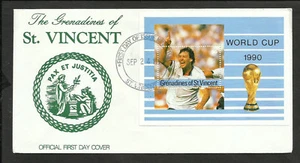 SOCCER WORLD CUP 1990 GRANADINES OF SAN VICENTE (BLOCK) FDC, VERY FINE - Picture 1 of 1