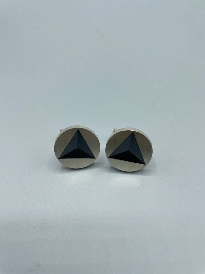 Gemelos geométricos vintage Dunhill plata esterlina años 50  Foto 1 de 4