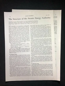 Benannte Struktur der Atomenergiebehörde - Original Pressschnitt 1956 - Bild 1 von 1