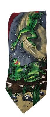 Anheuser Busch Budweiser мужской галстук 90-х грузовик лягушка 1996 глубокий красный бордовый новый винтажный - Изображение 1 из 4