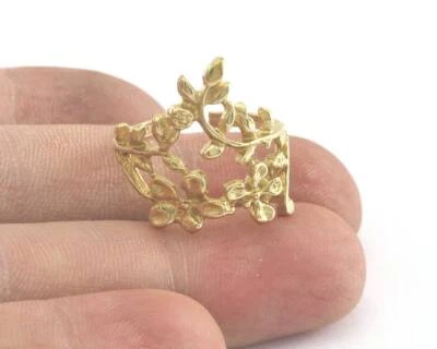 Минималистское кольцо цветок регулируемое кольцо необработанная латунь (16 мм 5 США внутренний размер) 3336 - Изображение 1 из 2