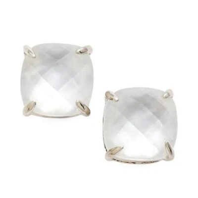 BRINCOS QUADRADOS KATE SPADE NOVO COM ETIQUETAS US$ 38 PRATA CREME MADREPÉROLA MINI - Imagem 1 de 4