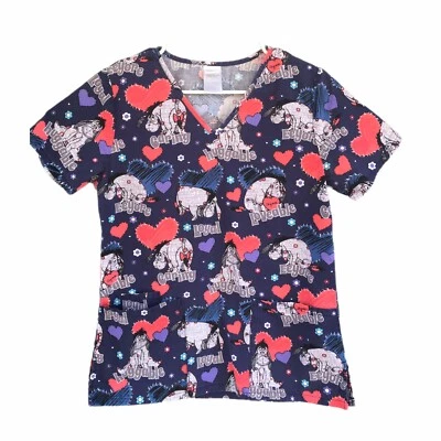 Blusa Médica Disney Eeyore Mujer XS Azul Cuello en V Manga Corta Estampado Completo Novedad Foto 1 de 4