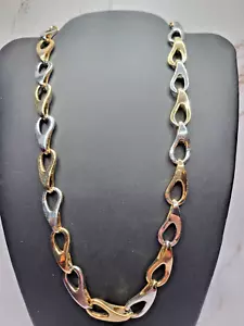 Vintage SIGNED "Bioux Terner" Goldtone/Silvertone Chain Link Necklace 19" - Picture 1 of 6