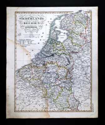1845 Stieler Map Netherlands Belgium Luxemburg Holland Amsterdam Brussels Breda - Image 1 of 4