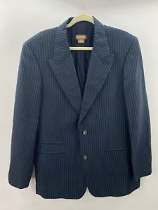 Michael Kors Men's Navy Pinstripe Linen Silk Blend Blazer Jacket Sz 44R - Picture 1 of 4